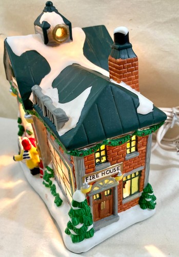 Christmas Village Firehouse Fireman Victorian 7 Piece Set Lighted - Picture 13 of 14