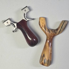 Two Slingshots, Pro 83 mm catapult with ammo bag and Handmade 83 mm Slingshot