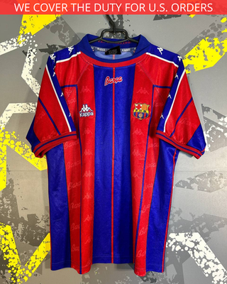 Kappa 1997-98 F.C.バルセロナ ホームユニフォーム L伊製 Barcelona Jersey Home football Soccer shirt 1997 - 1998 Kappa Men