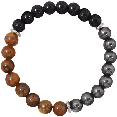 Dreifach Schutz Perlen Armband   Tigerauge, schwarzer Turmalin & Hämatit 1493