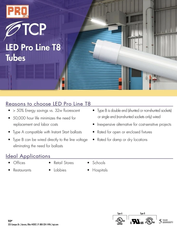 TCP 4FT, 14W, LED Pro, T8, Double ended Bypass Lamp  - CASE OF 21 - Image 3 of 4