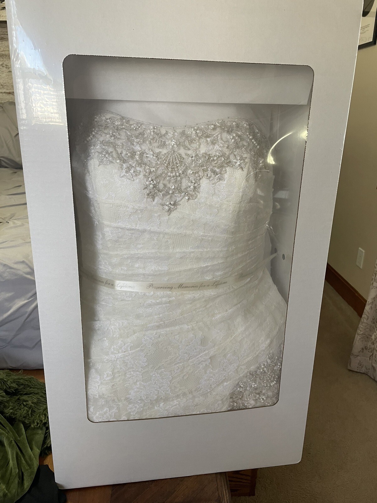 Davids Bridal Strapless Lace Wedding Dress Size 18 Ivory Beaded YP3344 eBay