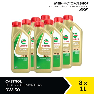 Castrol Edge Professional A5 0W-30 API SL/CF Motoröl A1/B1 8x1 Liter = 8 Liter
