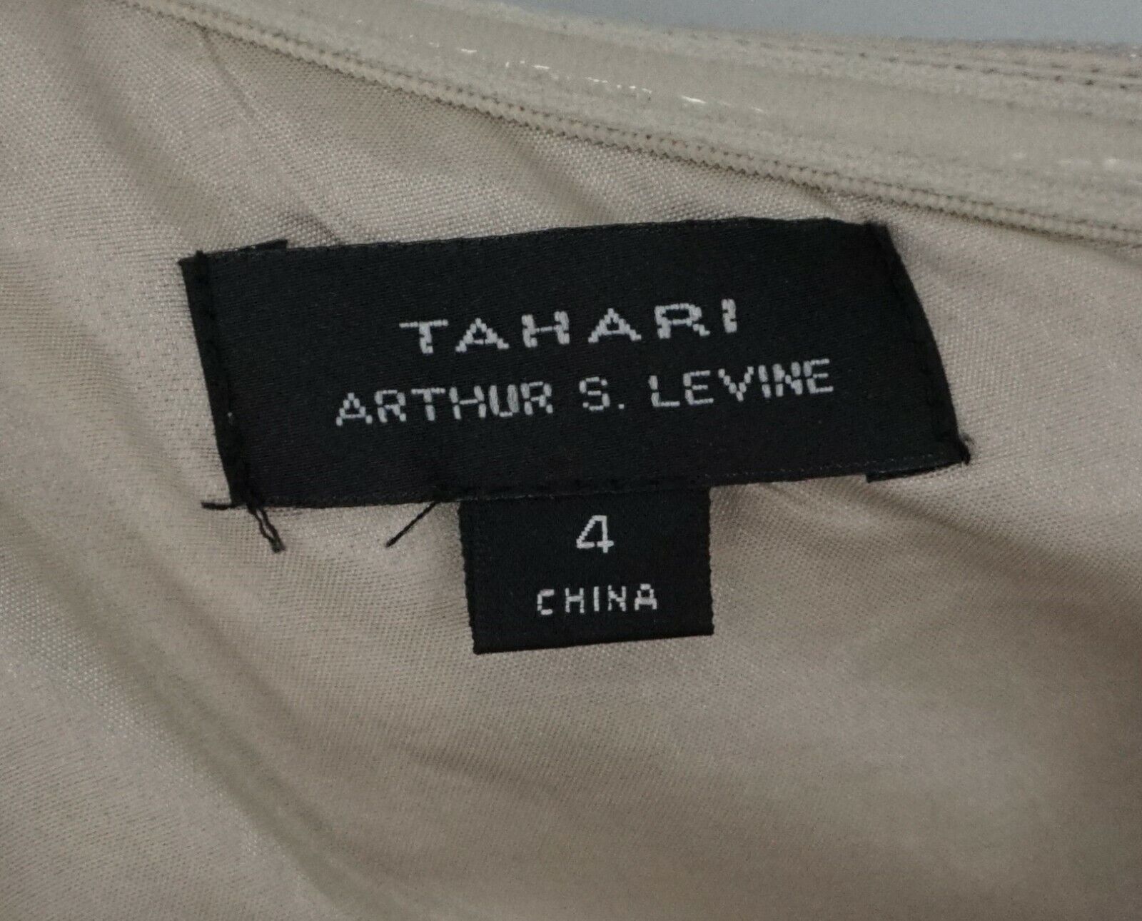 TAHARI Arthur S. Levine Tan Beige Pleated Rhinest… - image 5