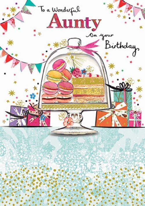 Aunty Birthday Auntie Card – Paper Rose Illustrated Embossed Gold Foil Design