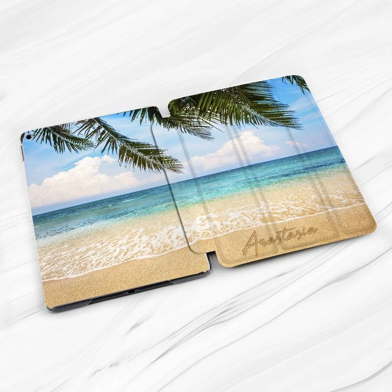Custom Name Palm Tree Beach Case For iPad 10.2 Air 3 4 5 Pro 9.7 11 12.9 Mini - Image 2 of 4