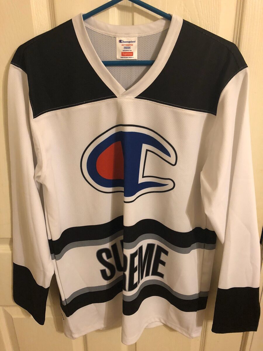 Supreme x Champion Hockey Jersey Top White Black Grey SS14 Supreme x Champion Hockey Jersey Top White Black Grey SS14