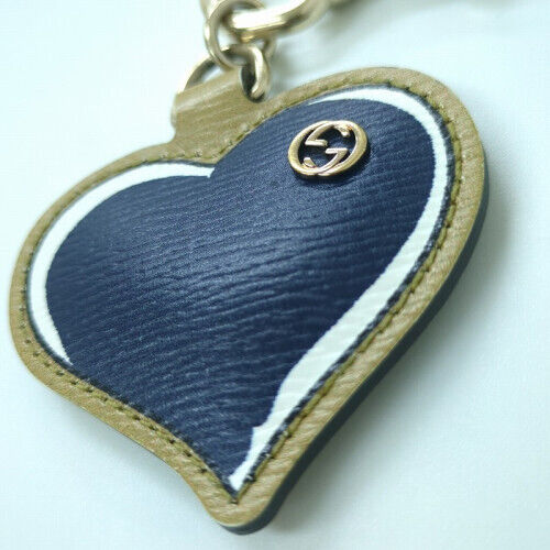 GUCCI Interlocking G Heart Shape Leather Key Chain [VG GUCCI Interlocking G Heart Shape Leather Key Chain [VG