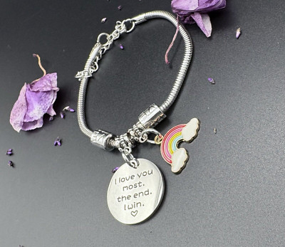 Silber Bettelarmband, I Love You Most the End I Win Fernbeziehung
