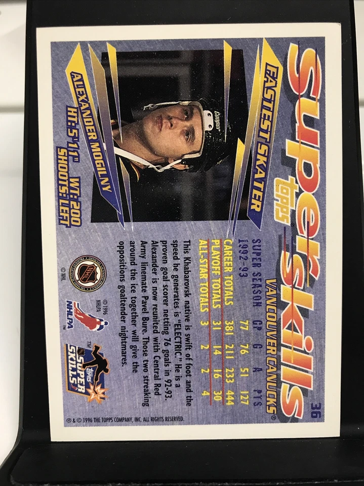 1995-96 Topps SuperSkills Canucks Hockey Card #36 Alexander Mogilny - Image 2 of 2