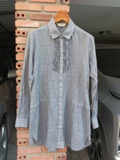 A.T. Atsuro Tayama Japan Gray Plaid Button Up Dress Sz 38