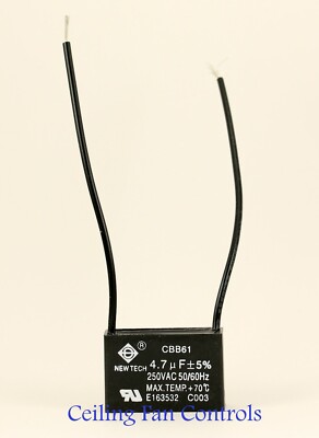 CEILING FAN CAPACITOR 4.7uf 2 WIRE 250V