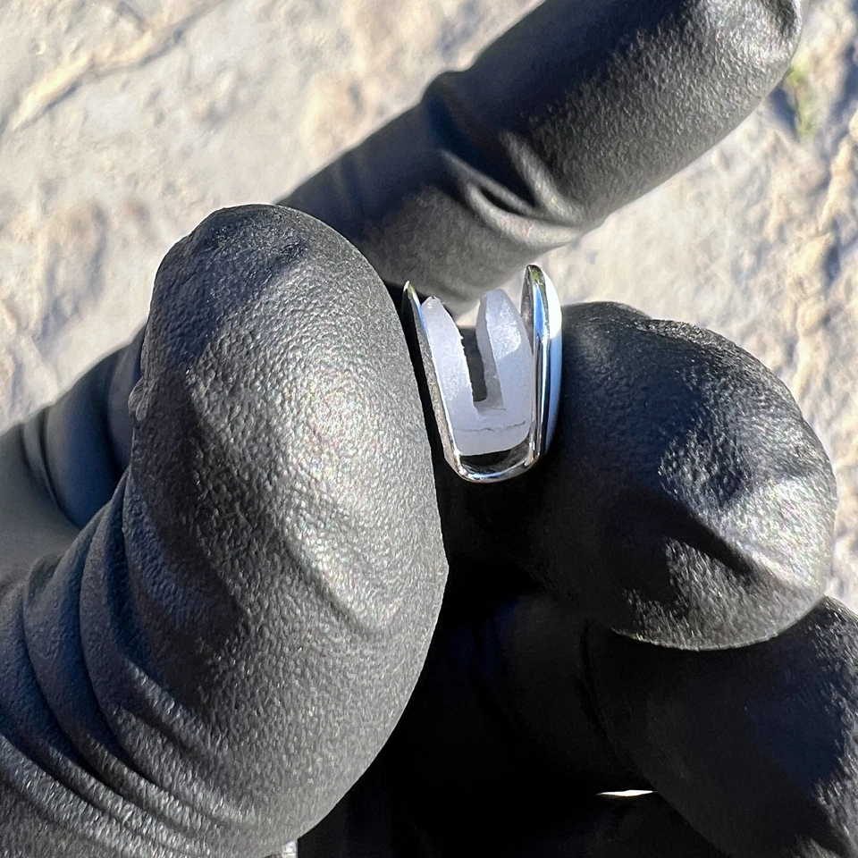 Real Solid 925 Sterling Silver White Enamel One Tooth Cap Top Single Slug Grillz - Image 4 of 4