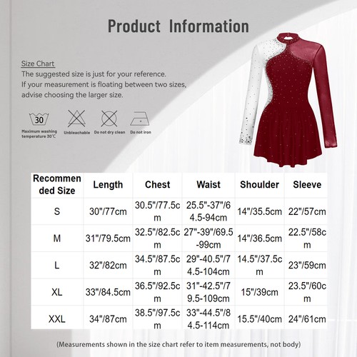 Mujer Vestido Mangas Largas Ropa de baile Figura Patinaje Vestidos de baile Patchwork Transparente - Imagen 12 de 59