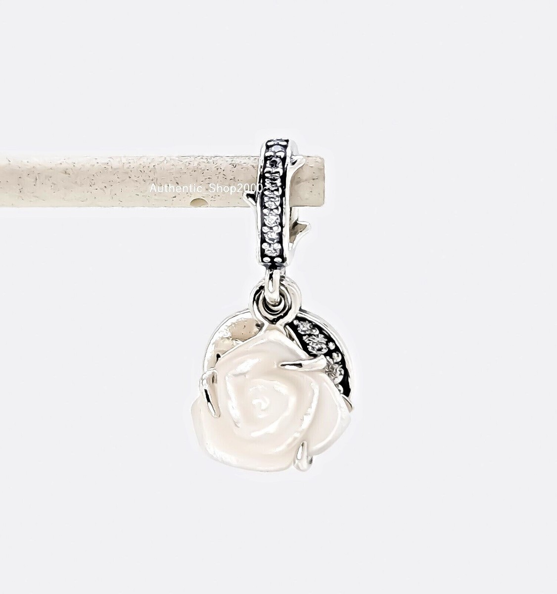NWT Balmain White Rose Charm Pandora White Rose in Bloom Double Dangle Charm  main image 4