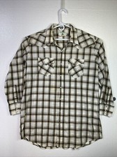Vtg Mesquite Mens Pearl Snap Shirt 18/35 Western Plaid Long sleeve Western USA