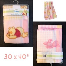 Disney Winnie the Pooh Piglet Napping Light Fleece Blanket Pink Yellow Baby Girl