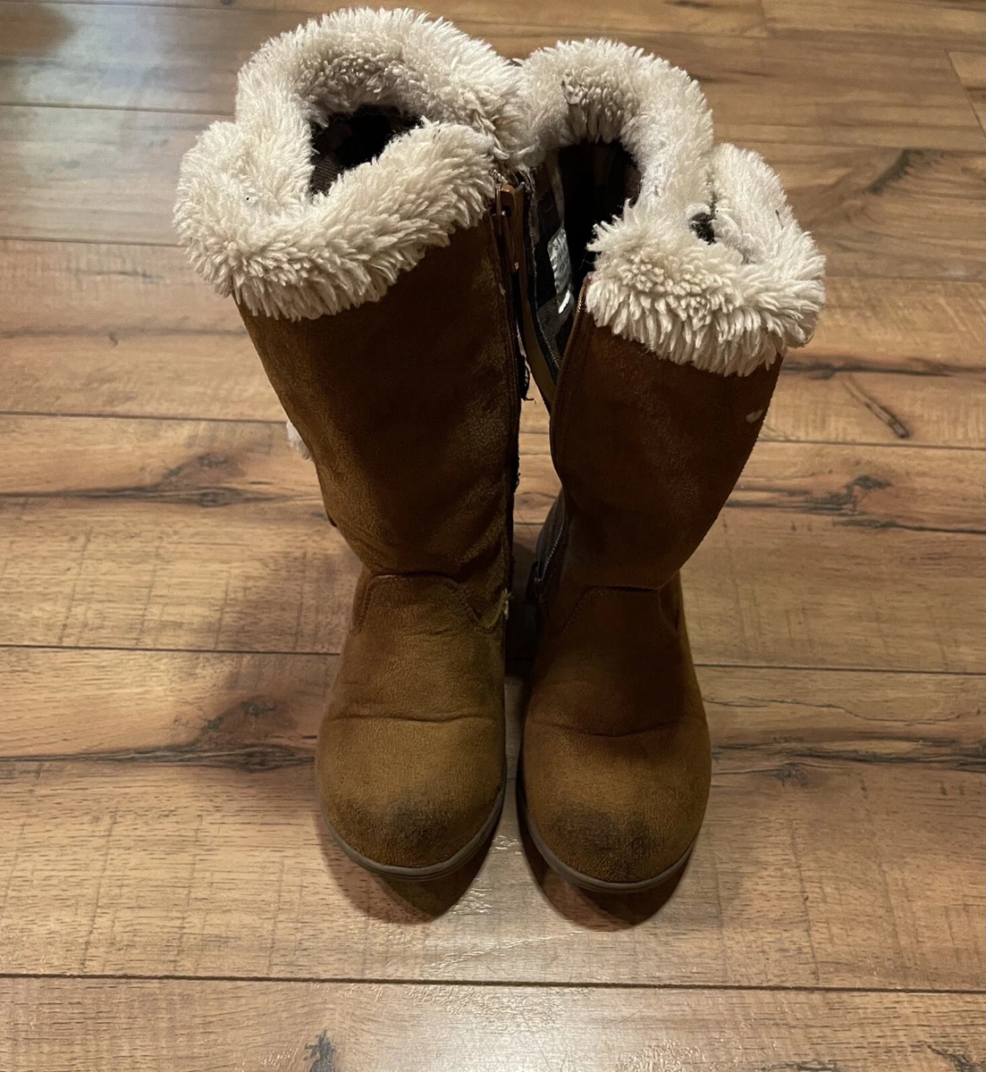 Girls brown fur clearance boots