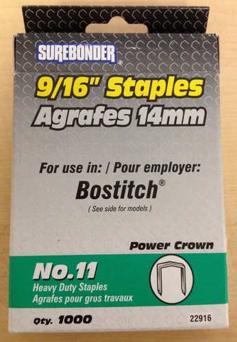 Surebonder 9/16'' #11 Power Crown Heavy Duty Staples (1000 ct)