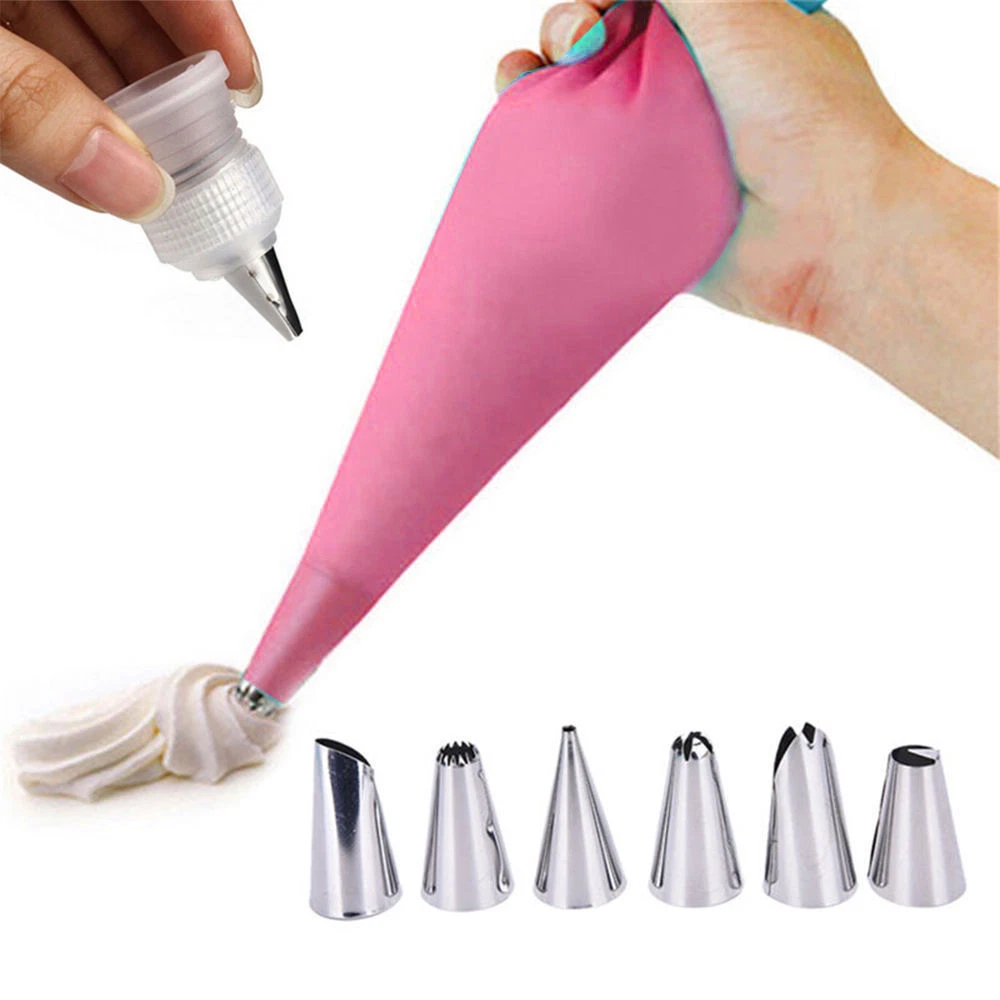 Städter Sac-à-poche Professionale 30 Cm Con 4 Bocchette In Acciaio Inox - Set Per Decorazione Torte Con Rosa, Foglie E Adattatore, Ideale Per Panna E Glassa, Lavabile In Lavastoviglie
