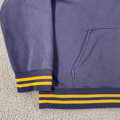 Vintage 90s Polo Sport Ralph Lauren Navy Blue Yellow Hoodie Fleece Lined XL USA - Picture 5 of 11