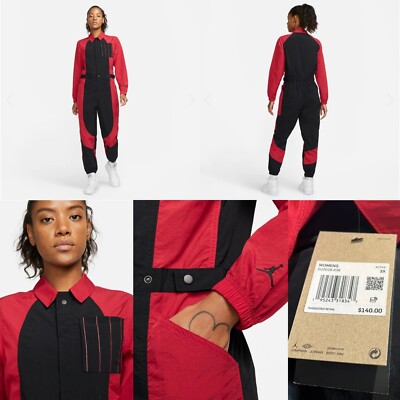 NWT $140 Women's Jordan Essential Flight Jumpsuit Red and Black