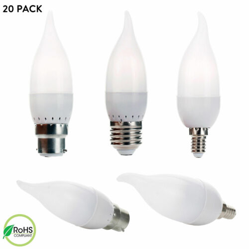 20x 3W LED Candle Light Bulbs Dimmable 15 Watt Equivalent E27 B22 E14 Lamps 220V - Picture 1 of 18