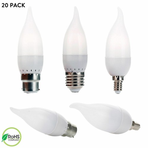 20x 3W LED Candle Light Bulbs Dimmable 15 Watt Equivalent E27 B22 E14 Lamps 220V