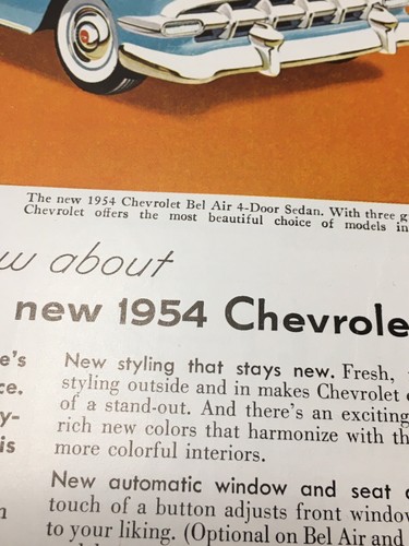 Checy Chevrolet Vintage Car Ad Bel Air 4 Door GM Automotive Old advertisement - Photo 2/10