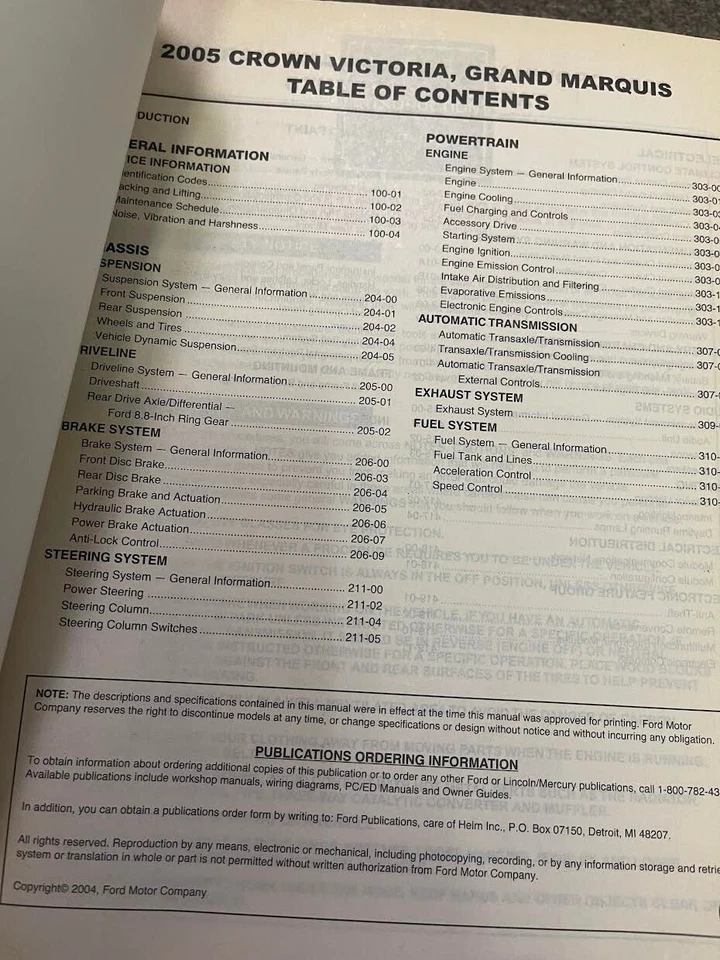 Ford Crown Victoria Mercury Grand Marquis 2005 taller de servicio conjunto manual de reparación Foto 2 de 3