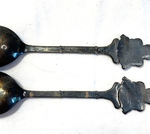Vintage Pair EPNS Celtic Shamrock Silver Plate Demitasse Spoon Set Made Ireland - Picture 2 of 2