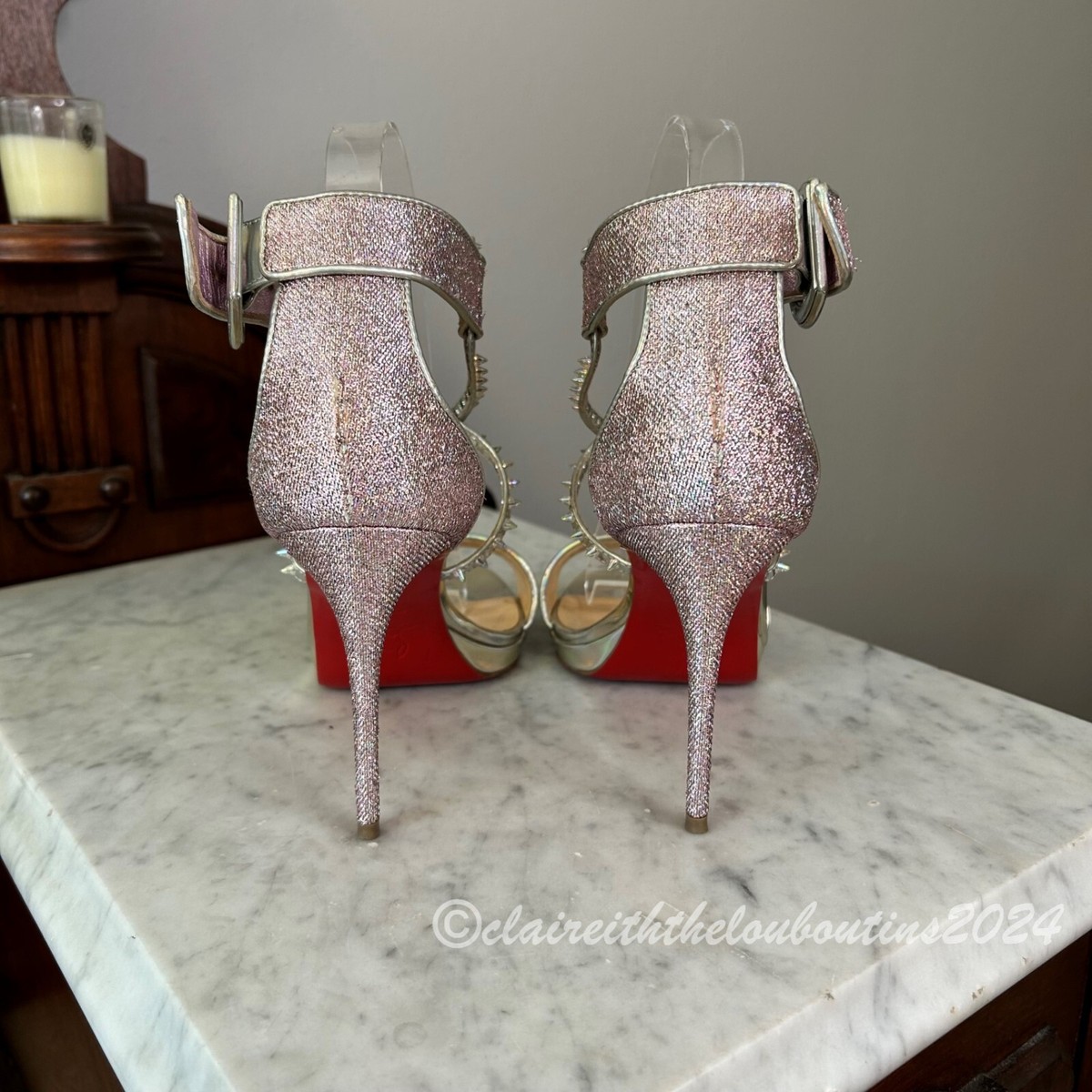 Christian Louboutin Choca Lux 100 Lupin Pink Spike Sandals