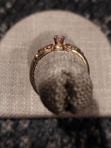Black Hills Gold 10k 12k Pink Stone Two Leaf Ring 1.57 Grams Size 4.75 - Picture 4 of 6