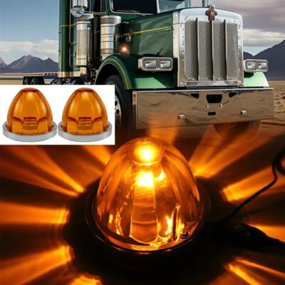 Gelb Lampen PKW Seitenmarkierungsleuchten LED LKW Anhänger Leuchte rund Kugel - Bild 1 von 4