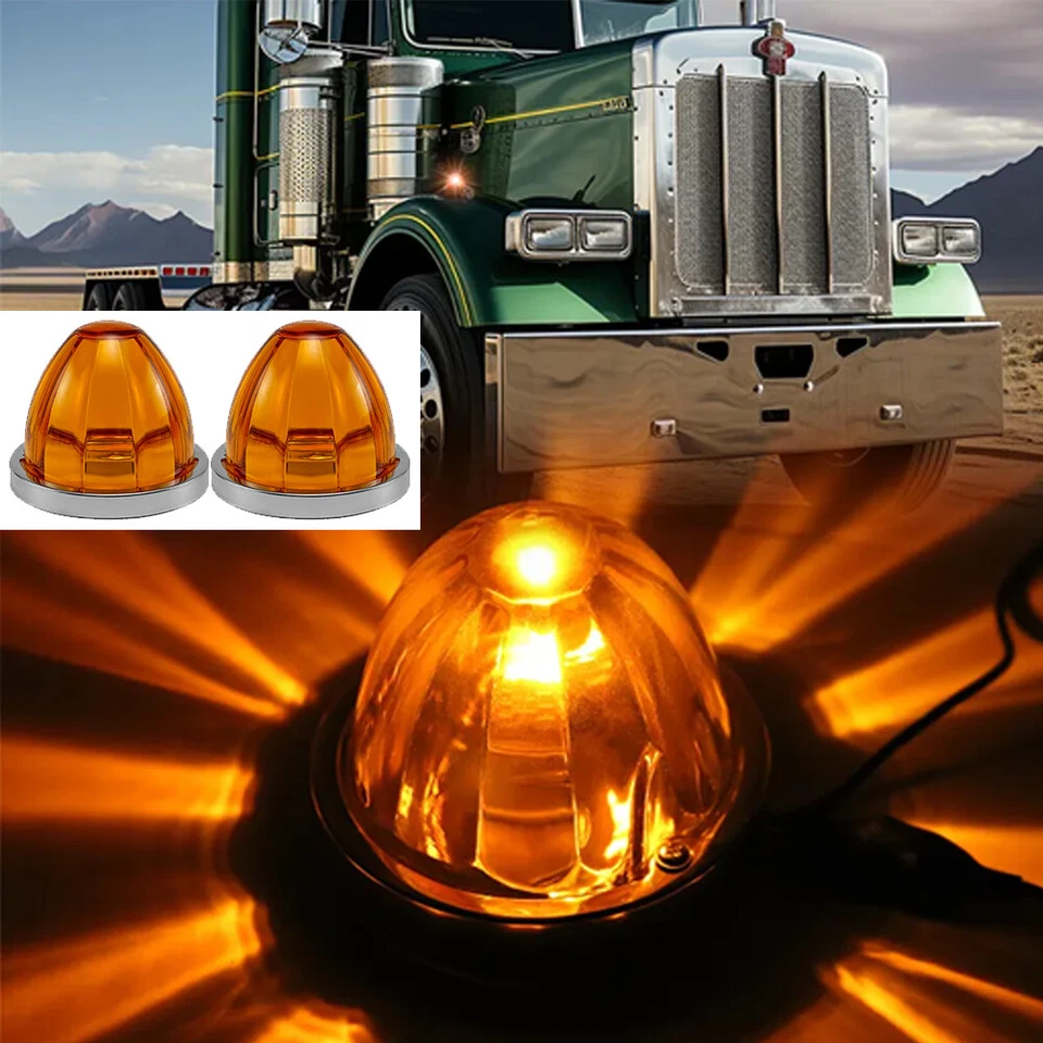 PKW Seitenmarkierungsleuchten LED LKW Anhänger Leuchte rund Kugel Gelb Lampen - Bild 1 von 4