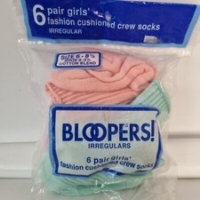 Lot 4 VTG NOS Girls Cotton Blend Ribbed Knit Socks Pink Green Color Sz 7- 8.5