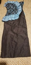 VTG Jessica McClintock Gunne Sax ruffl laceSatin monostrap Prom Party Dress S