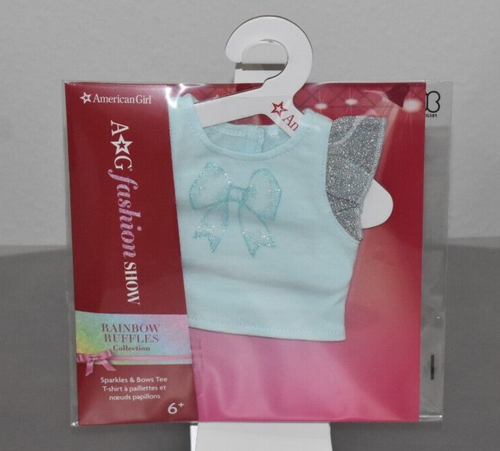 NEW American Girl Doll Fashion Show Sparkles & Bows Tee for 18 inch dolls