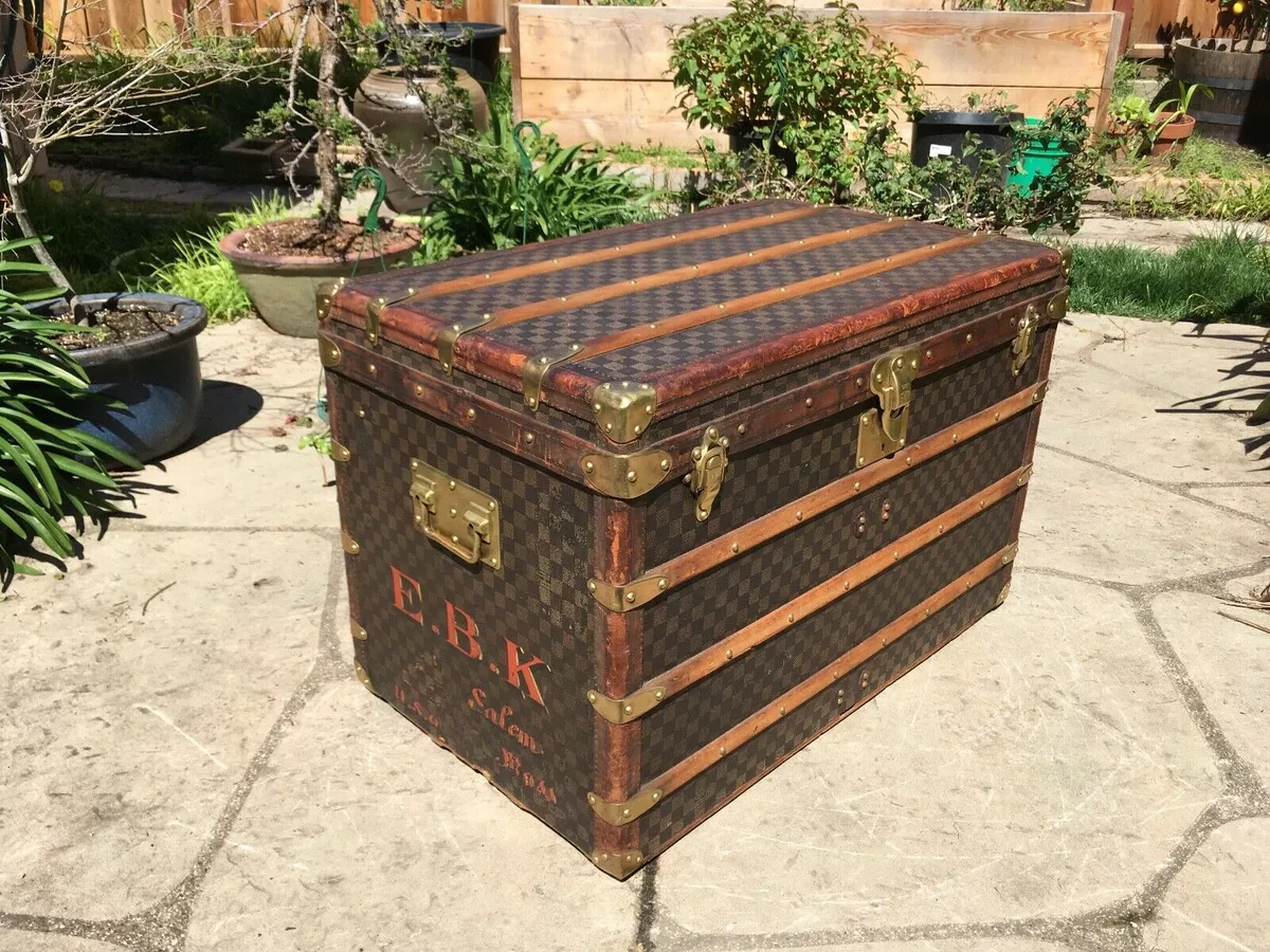 Brown Monogram Coated Canvas Steamer Trunk, 1931-1939