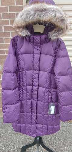 New Eddie Bauer Womens Down Parka Coat 650 FP Faux Fur Hood Sz Small Purple $249 - Picture 2 of 10