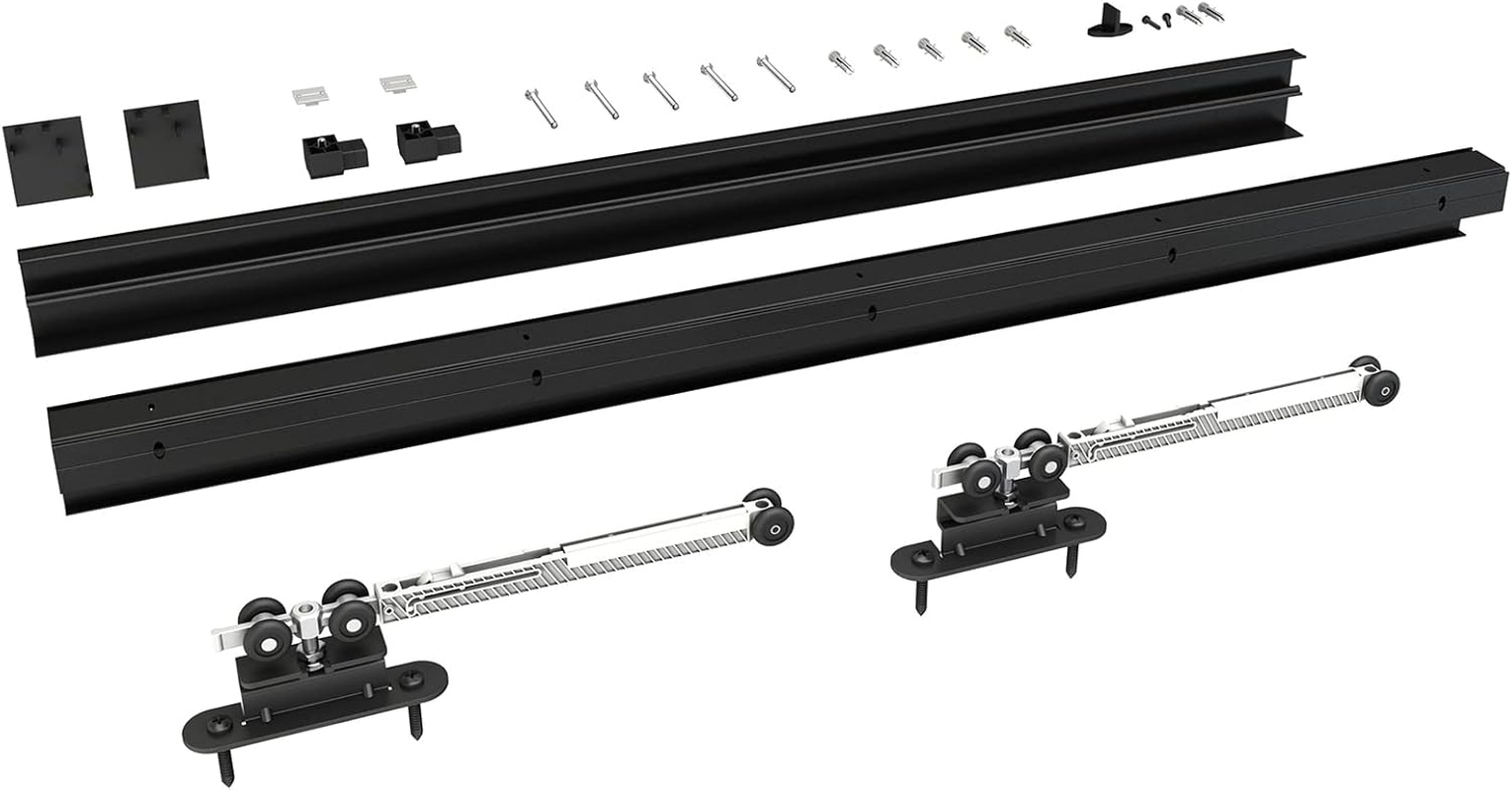 JUBEST 6FT Sliding Barn Door Hardware Track Kit, Aluminium Alloy Box Rail Wall M