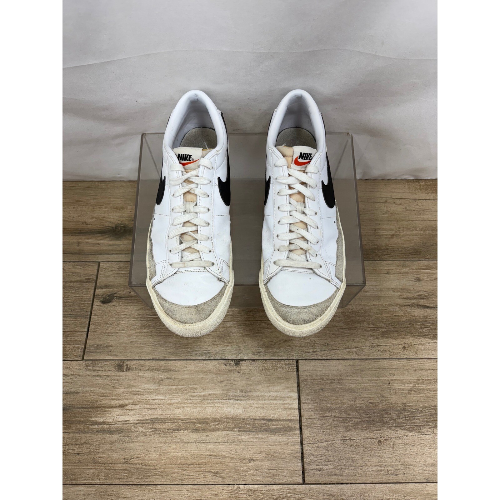 Nike Blazer Low Leather Sneakers Casual Retro Shoes White Black Size thumbnail 3