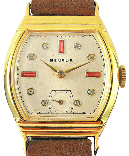 Vintage Benrus Hollowell 10K Gold RGP Jewelled Dial Art Deco Mens Watch 17J 1950 - Picture 2 of 13