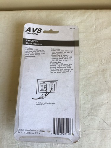 New In Package AVS TA118 VHF UHF FM Signal Separator KIS California USA - Picture 2 of 2