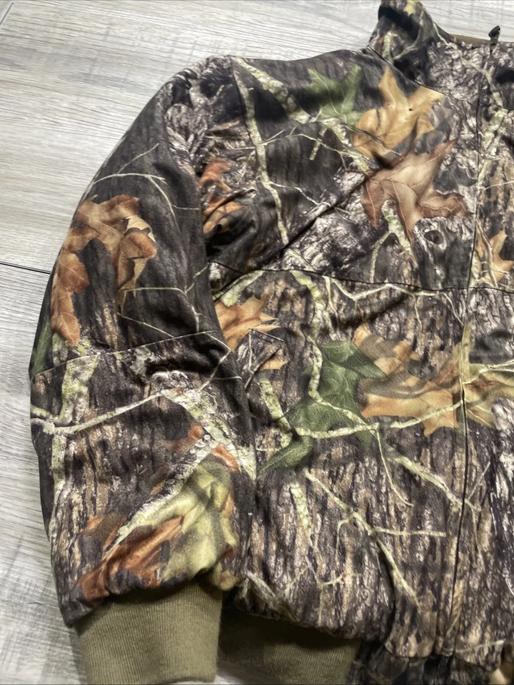 Realtree Camo Jacket Hunting Brown Mossy Oak Puffer Warm Reversible 1990s Large - Image 2 of 4