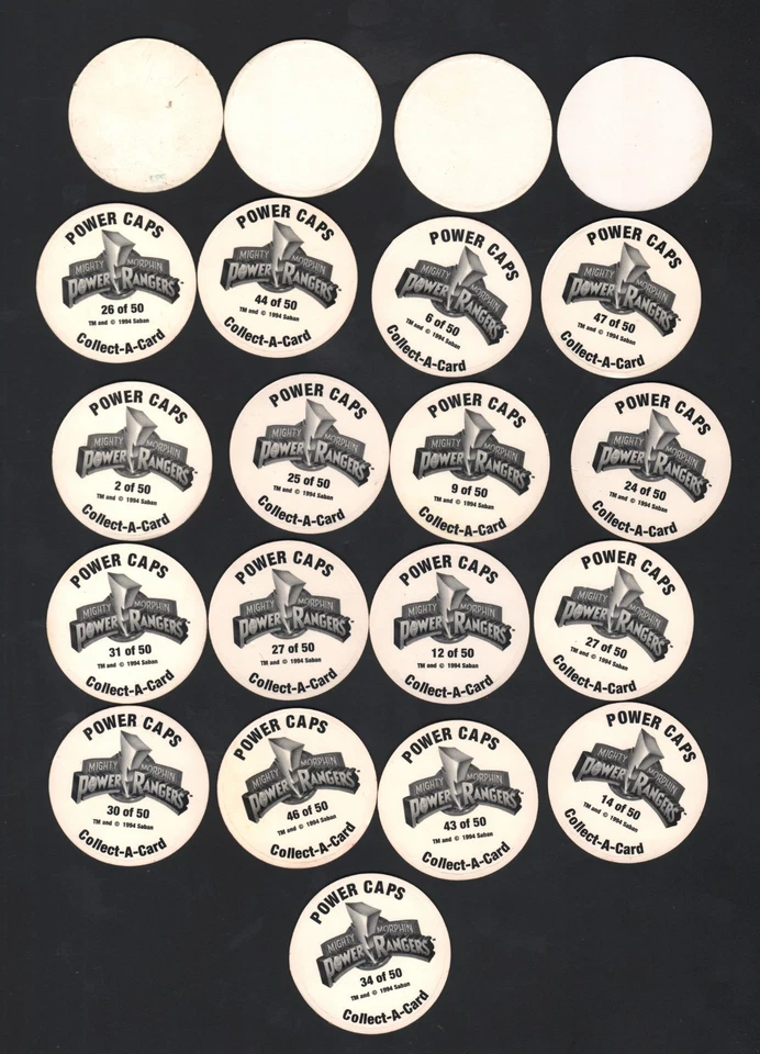 Power Caps Mighty Morphin Power Rangers POGS lot of 21  from 1994 - Image 2 of 2