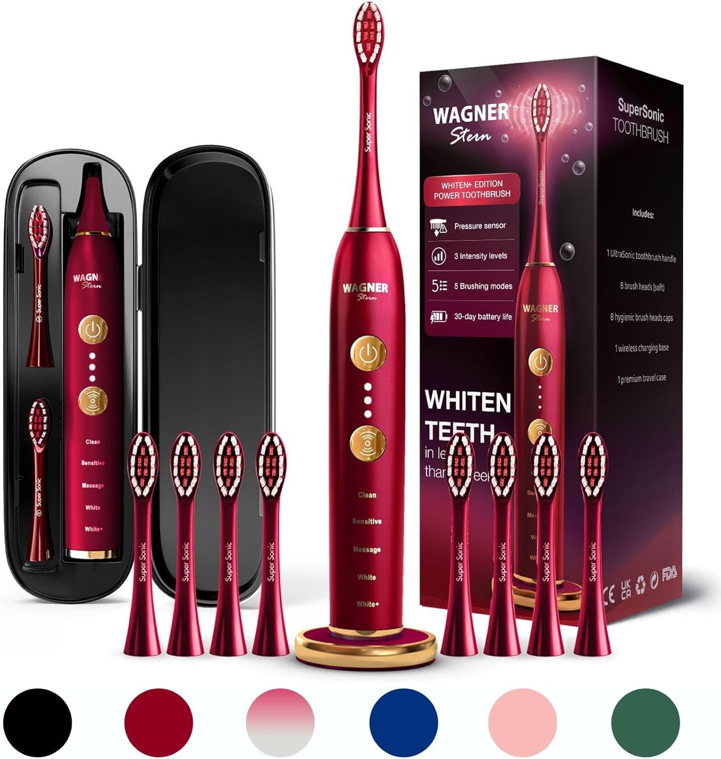 Whitening Electric Toothbrush Red with Pressure Sensor. Offe