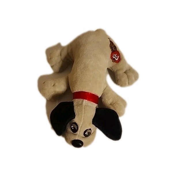 Tonka Pound Puppy Plush Gray Dog 1986  8" W/ Orginal Red Collar Vintage
