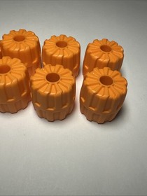 Lot of 10 LEGO 6118 Wheels Hard Plastic Small Wheel Orange 22mm x 24mm MOC Fun