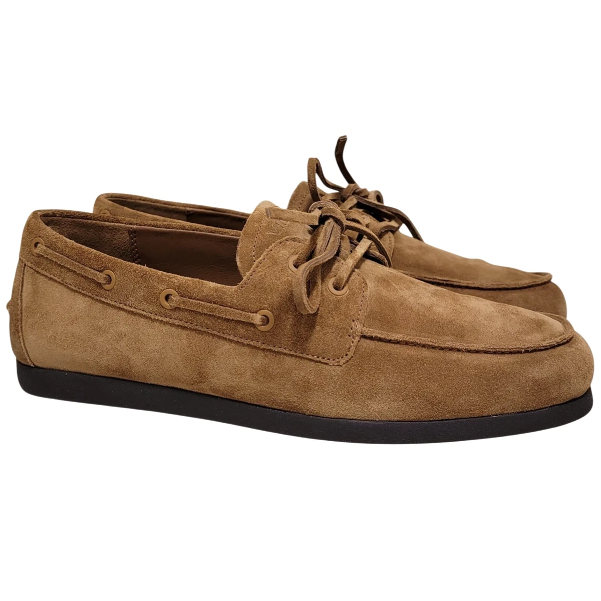 Vince. Men Marin Two Eye Boat Shoes Size US 11.5M Birchwood Brown Italian Suede Suede Boat Shoes for Men for sale | eBay main image 3